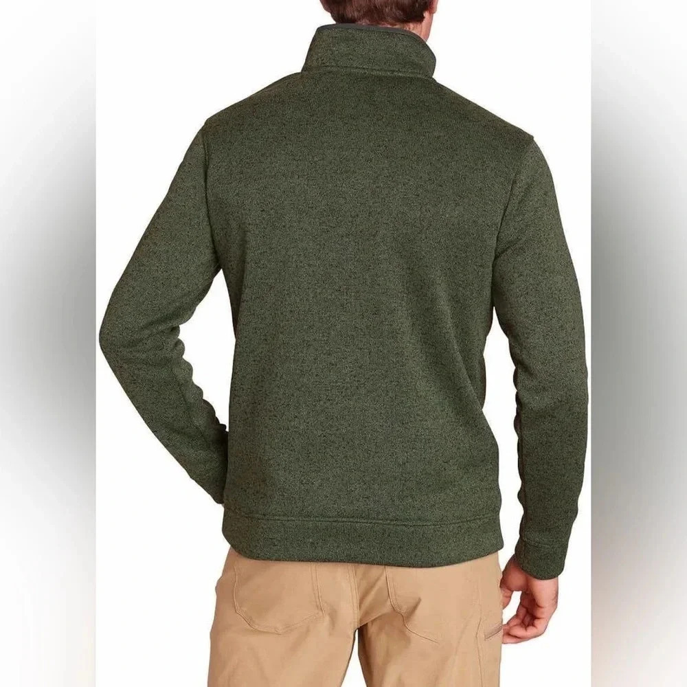 Eddie Bauer Radiator Fleece Snap Mock Pullover Heather Green Black New Size L View 2